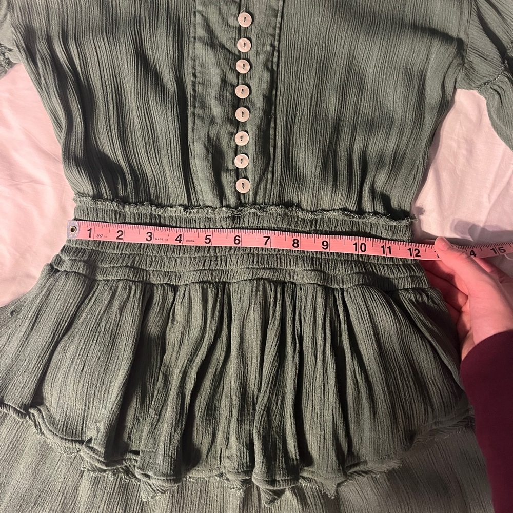 Free People Green Long-Sleeve Mini Dress, Size XS - Picture 6 of 9